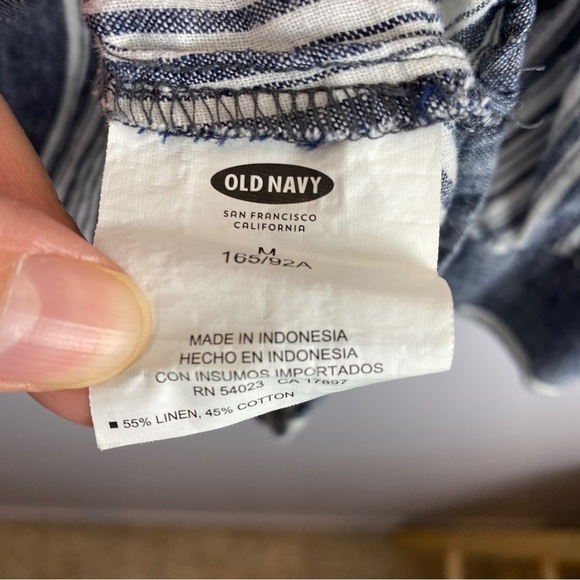 OLD Navy Chambray Striped Boho V Neck Linen Blend Top Medium - Picture 7 of 9